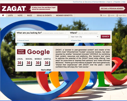 Google aquires Zagat