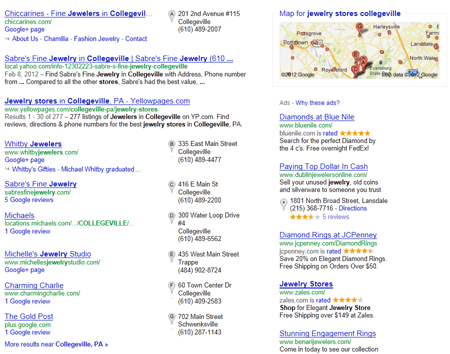 Google 7-pack Local Search Results