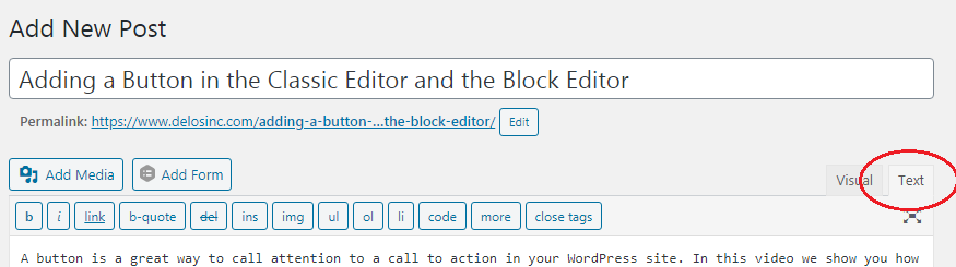 Adding a Button in Classic Editor