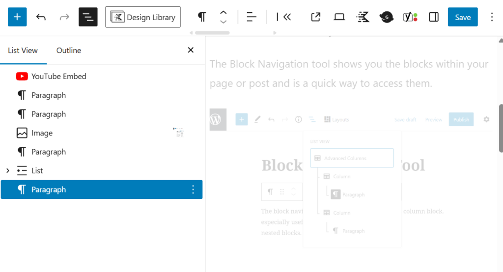WordPress block navigation