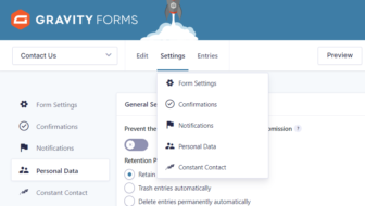 Gravity Forms Settings - Personal Data