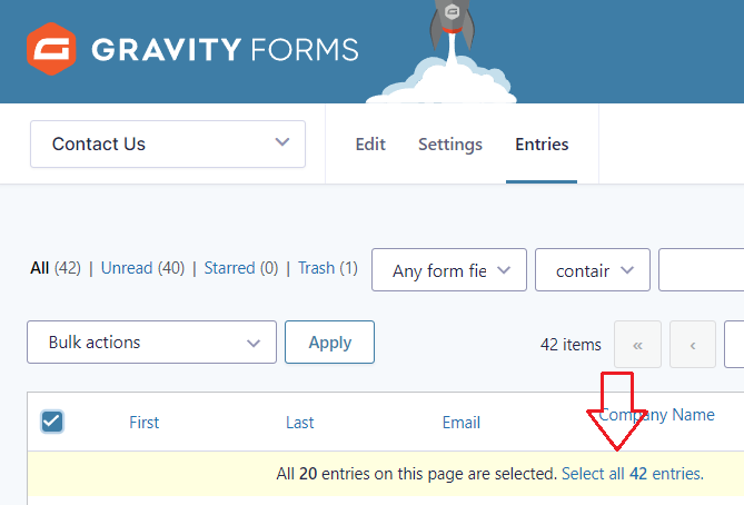 Gravity Forms - Select All Entries