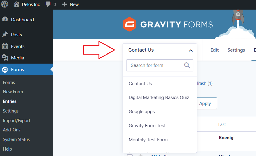 Gravity Forms - Select Your Form