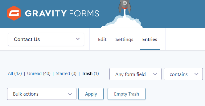 Gravity Forms Trash Removal