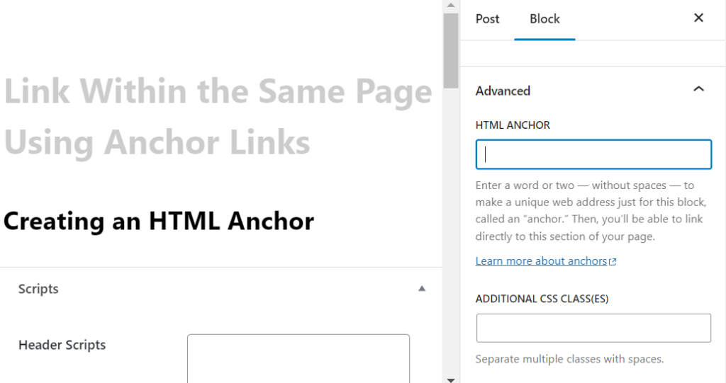 html anchor field 