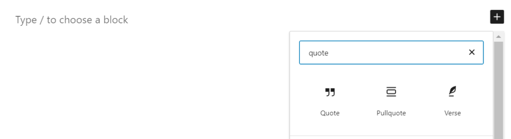 Search for quote block